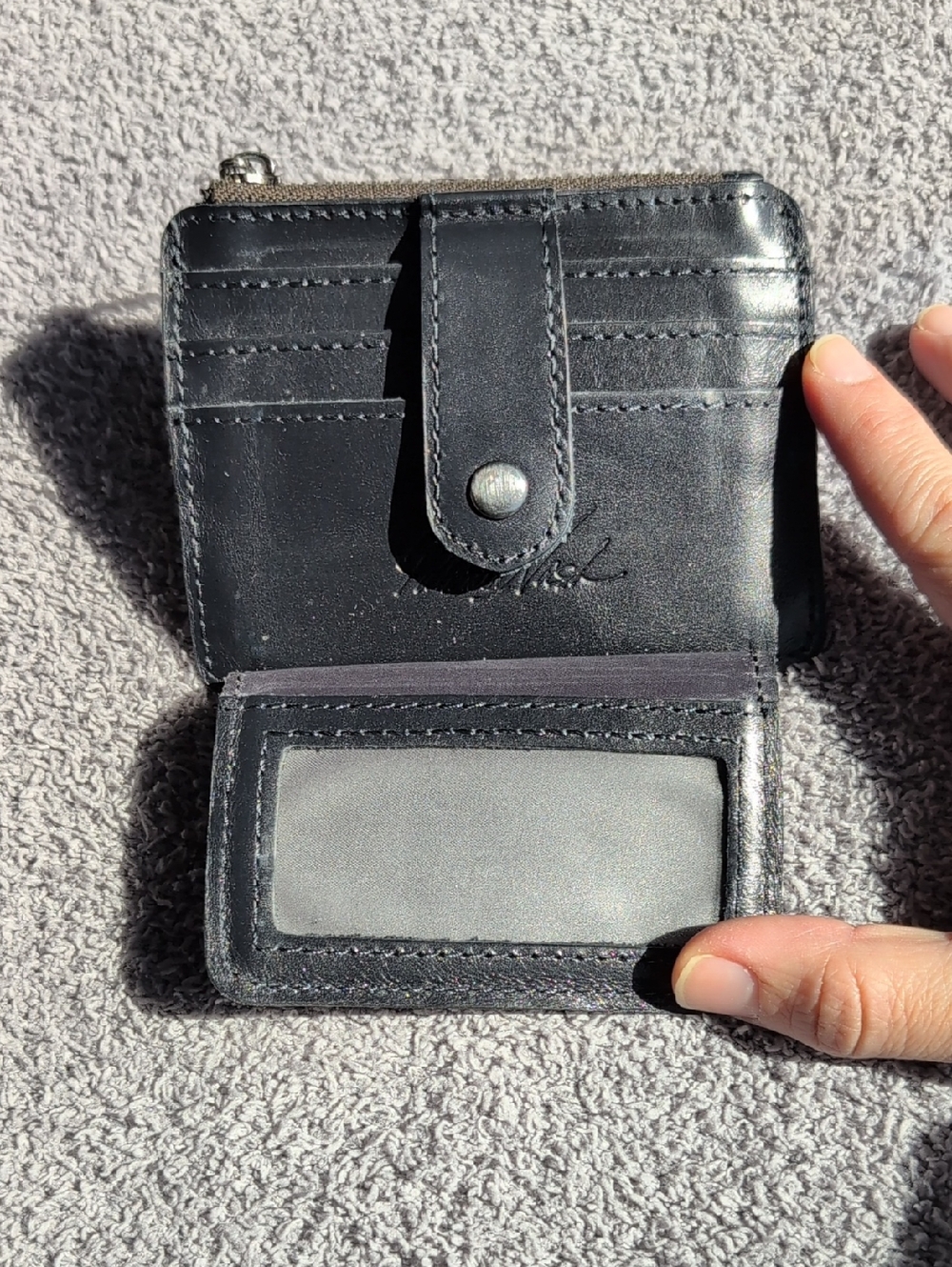 Patricia Nash Navy And Purple Floral Leather Card Wallet - Picture 3 of 6